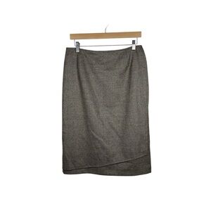 Lafayette 148 New York Wool Midi Skirt in Brown Size 10